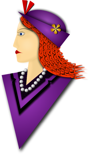 Illustrazione vettoriale di elegante donna con cappello viola