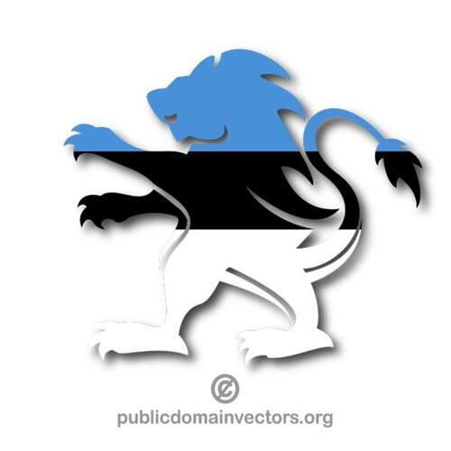 Lion Heraldic dengan bendera Estonia