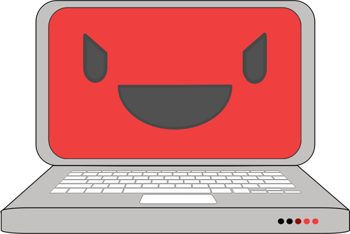 स्क्रीन पर एक मुस्कान के साथ लैपटॉप प्रतीक