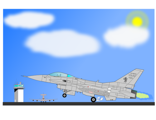 Vojenský letoun F-16 vektor