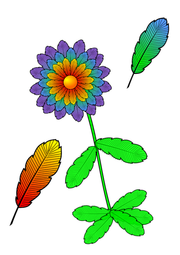 Illustration vectorielle de fleur faite de plumes