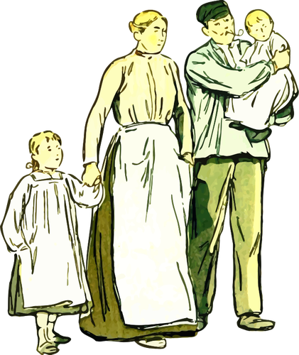 Vector de la imagen de muestra familia en blanco amarilla, azul, verde y rojo