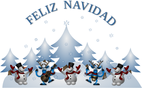 Gambar vektor Merry Christmas kartu dalam bahasa Spanyol