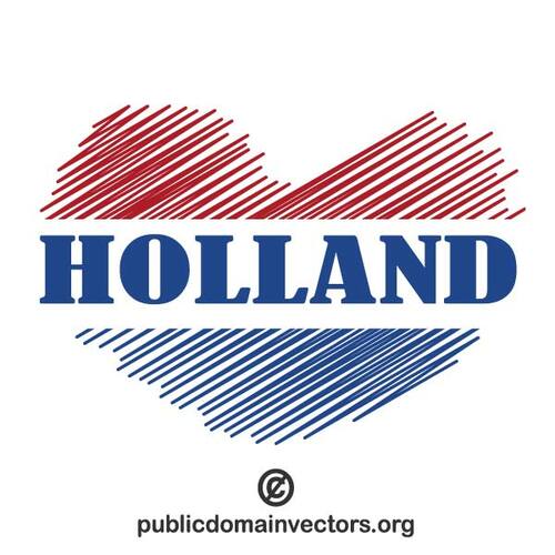 شكل القلب مع كلمة "هولندا" ناقلات قصاصة الفن