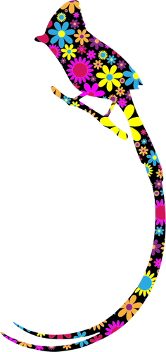 Silhueta de pássaro floral