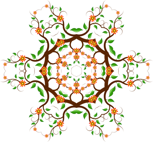 Desenho de design floral em forma de estrela cor vetorial