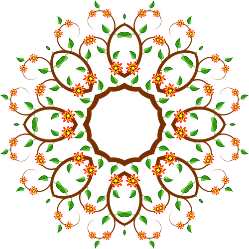 Obraz koło kształt kwiatowy drzewa