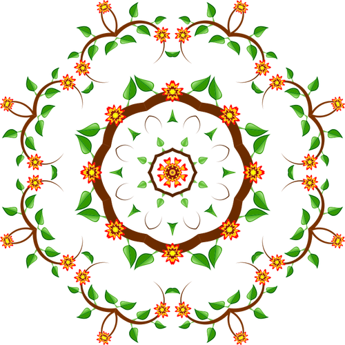 Ronde gevormde kleur bloem boom ontwerp illustratie