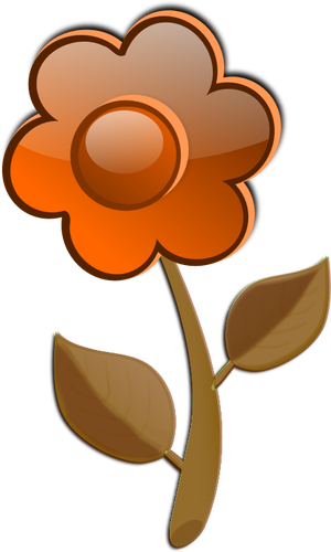 Lesklá oranžová květina na stonku vektorový obrázek