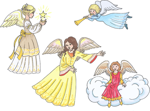 Vier vrouwelijke engelen