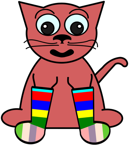 Kreslená kočka v rainbow ponožky vektorové ilustrace