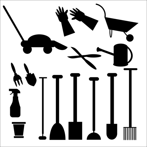 Vector bildet av hageredskaper silhuetter