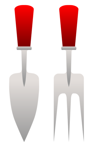 Gardening fork and trowel