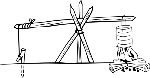 Camp cuisson illustration vectorielle de grue