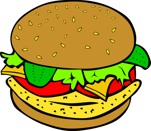 Ilustração em vetor de hambúrguer de frango