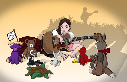 जानवरों के लिए लड़की खेल गिटार