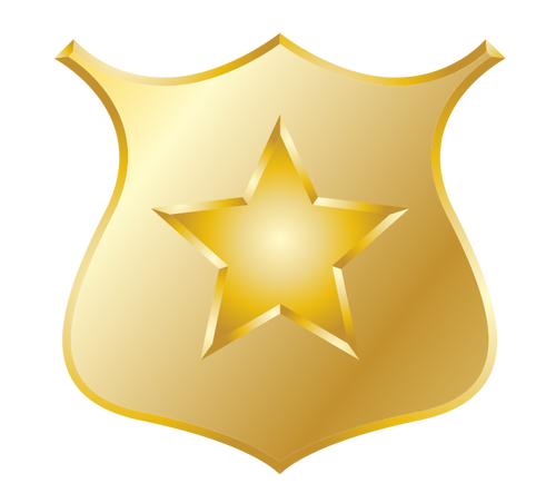 Desenho vetorial de distintivo polícia ouro