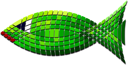 Vector clip art of tiled green fish