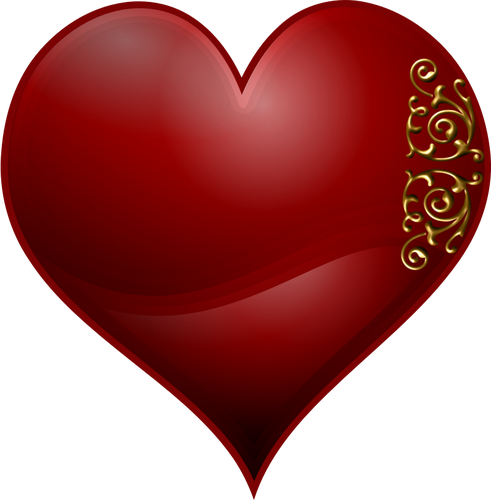 Clipart vetorial do símbolo de coração de baralho com padrão espiral ondulada