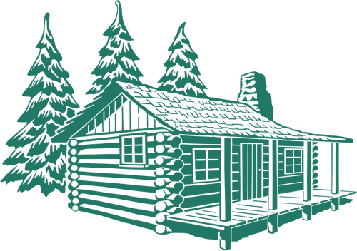 Vector afbeelding van houten hut huis in Bergen