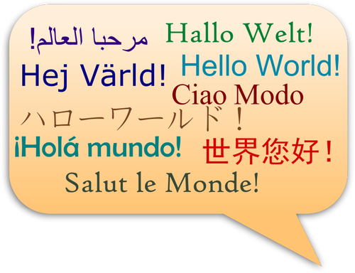 Привет мир многоязычных знак векторное изображение