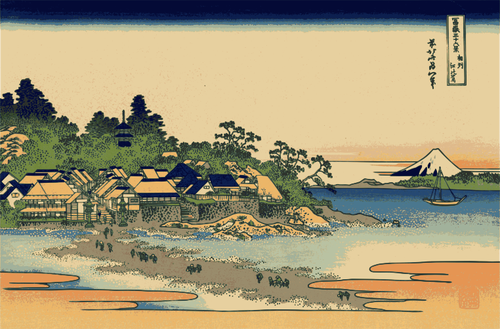 Vektorikuva Enoshiman värimaalauksesta Sagamin maakunnassa Japanissa