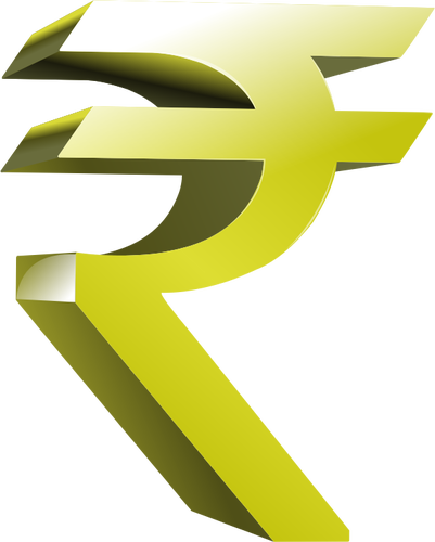 Symbole de la monnaie indienne en image clipart vectoriel couleur dorée
