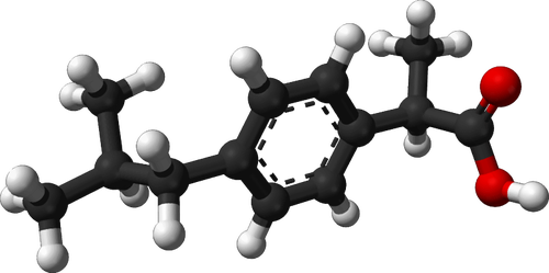 Ibuprofen molecule 3d beeld
