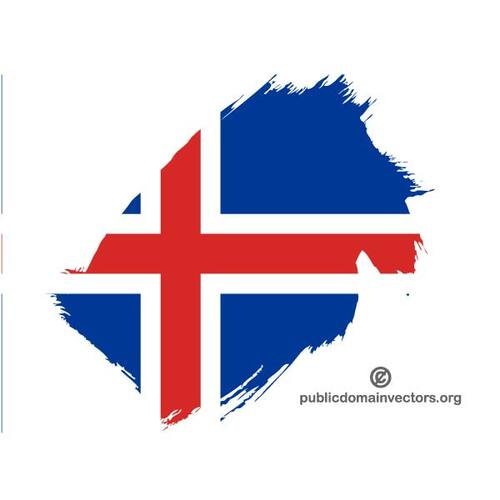 Hvit bakgrunn med en del av islandske flagg