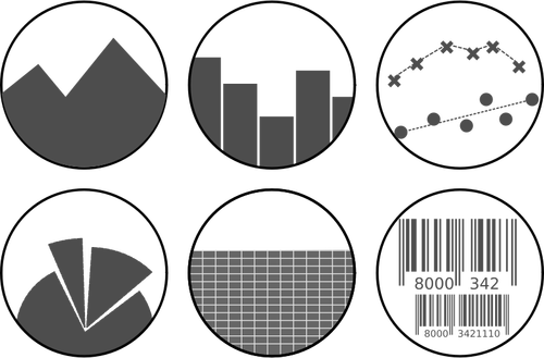 Vektorový obrázek ve stupních šedé tabulky ikony set