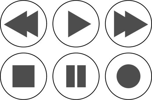 Vector drawing of monochrome media player buttons