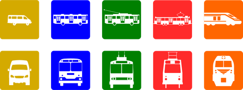 Общественный транспорт пиктограммы Векторный рисунок