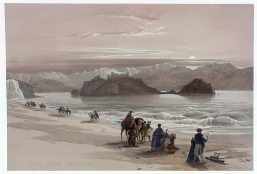 Arabiska expedition på havet kusten