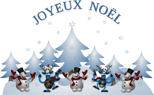 Векторные иллюстрации карты с Рождеством на французском языке