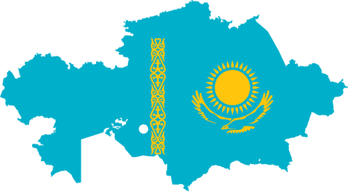 Kazakistan bayrağı ve harita