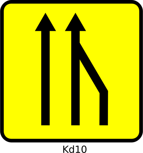 Wektor rysunek z prawej lane redukcji znak drogowy we Francji