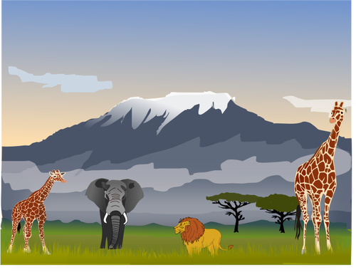 Ilustración de vector de paisaje de Monte Kilimanjaro