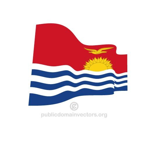 キリバス共和国の旗を振る