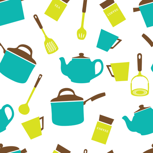 सफ़ेद पृष्ठभूमि पर रंग रसोई उपकरणों की छवि
