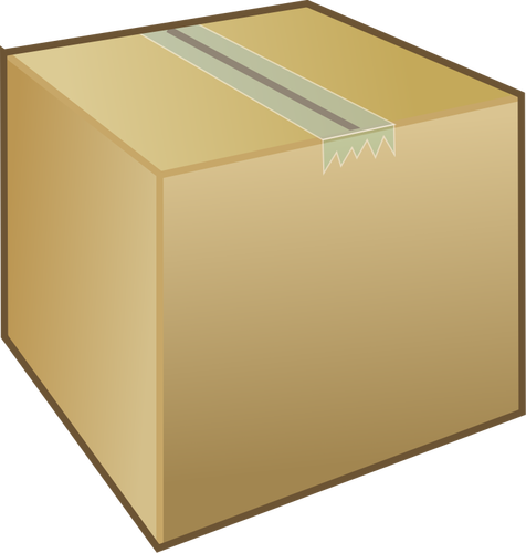 Sebuah kotak kardus Kemasan dengan pita memegangnya menutup gambar vektor