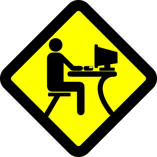 Computer gebruiker gele teken