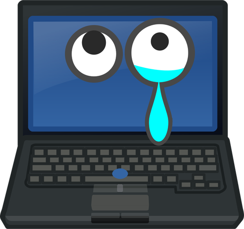 Laptop chorando olhos olhando para cima sobre a ilustração vetorial de tela