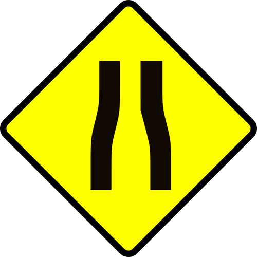 Route rétrécit attention sign vector image