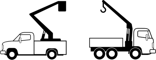 Dibujo de reparación calle camiones vectorial