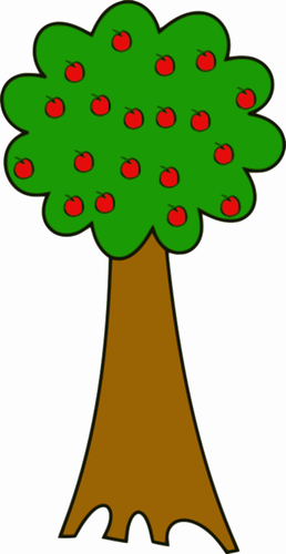 דמות מצויירת של עץ עם תפוחים