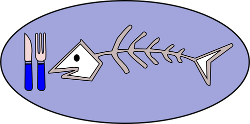 Immagine vettoriale della lisca di pesce sulla piastra