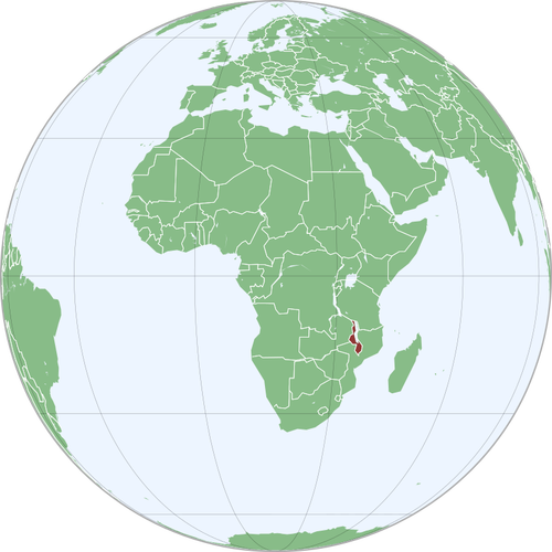 Kartta Malawista Afrikassa