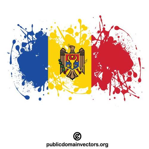 Bandera de Moldavia dentro de salpicaduras de tinta