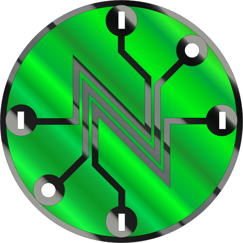 Símbolo de circuito elétrico verde brilhante