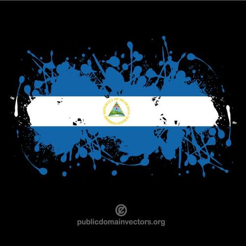 Flagga Nicaragua på svart bakgrund